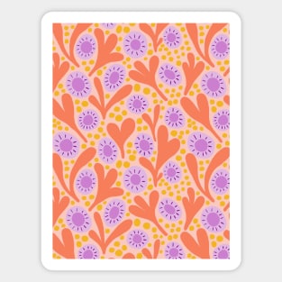 Wild colorful boho floral pattern in coral pink and lavender Magnet